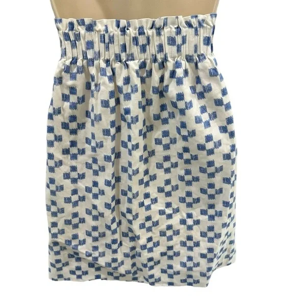 Madewell Skater Skirt White Blue Scribble Check Pattern - Picture 4 of 4